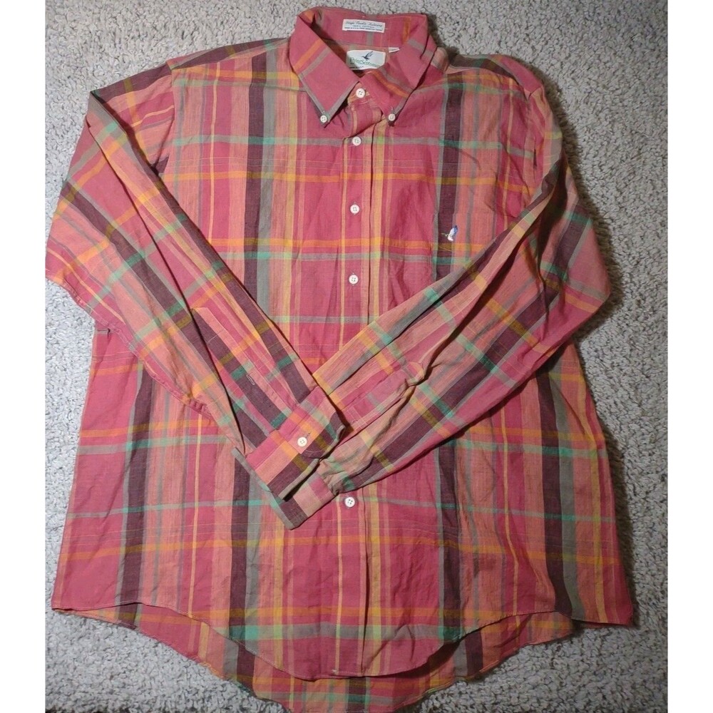 Vintage Flying Scotsman Shirt Plaid Men Sz Xl Made USA Pocket Duck Single Needle